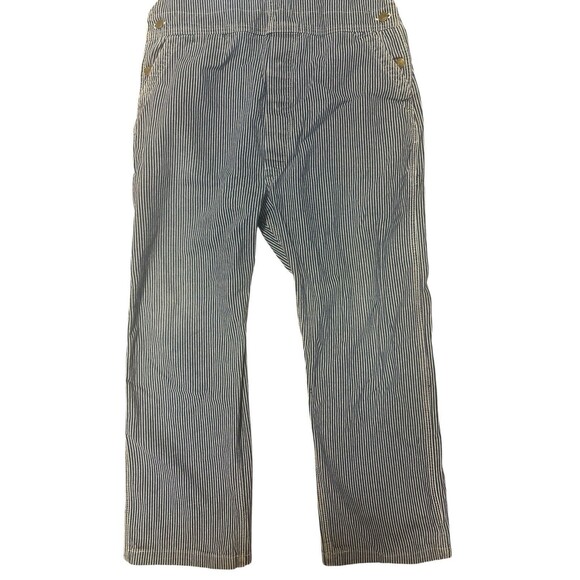Vintage 50s Big Smith Overalls Extra Large Union Sanforized Hickory Striped Bibs - Picture 2 of 7